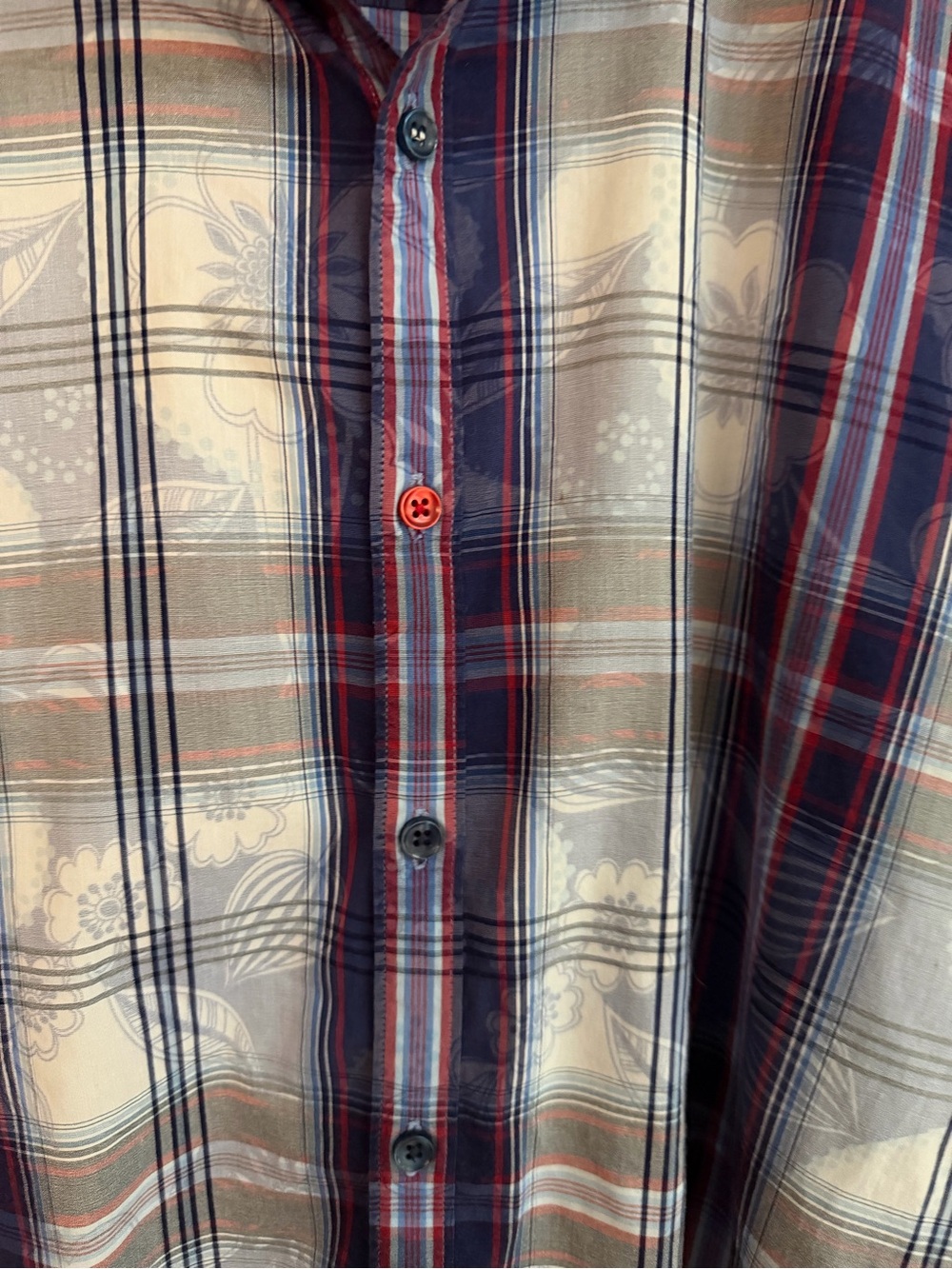 Desigual Men's Plaid Button-Up Shirt in Blue, Gray & Red - Picture 7 of 9